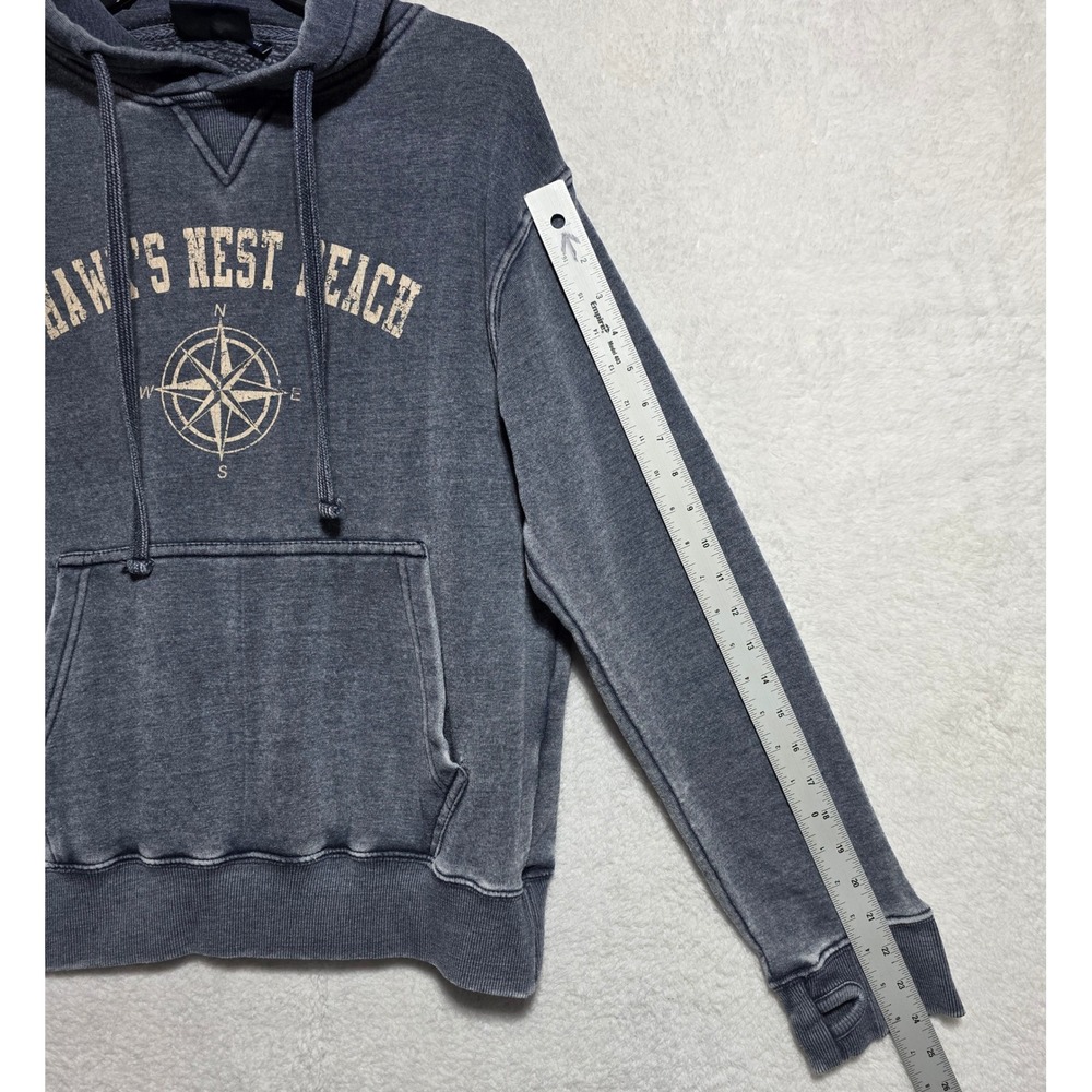 Ocean Beach Sportswear Hawks Nest Beach Acid Wash Compass Hoodie Blue Men's M - Picture 7 of 8